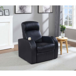 Upholstered Recliner With Cup Holder Comfort Lounge Chair - Black
