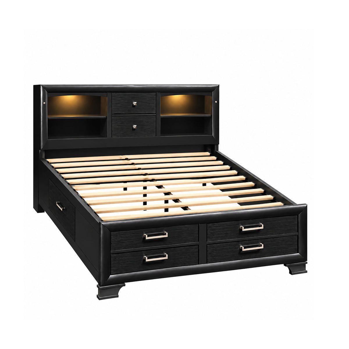 Civic - 5 Piece Storage Bedroom Set With Bookcase Headboard