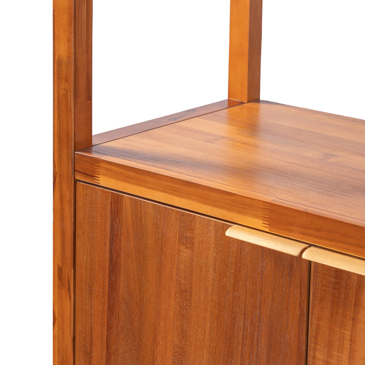 Modern Tall Storage Bookcase Cabinet With 2 Open Shelves & Double Doors