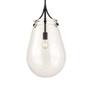 Dewdrop - 1 Light Glass Shade Pendant - Black