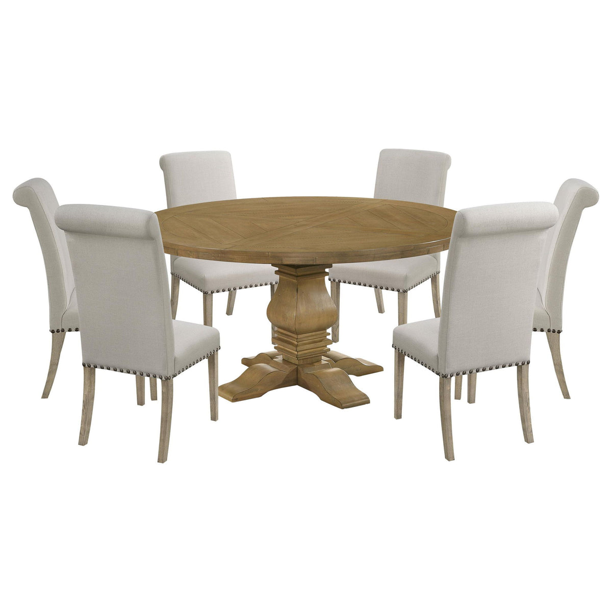 Florence 7-piece Round Dining Table Set Rustic Honey