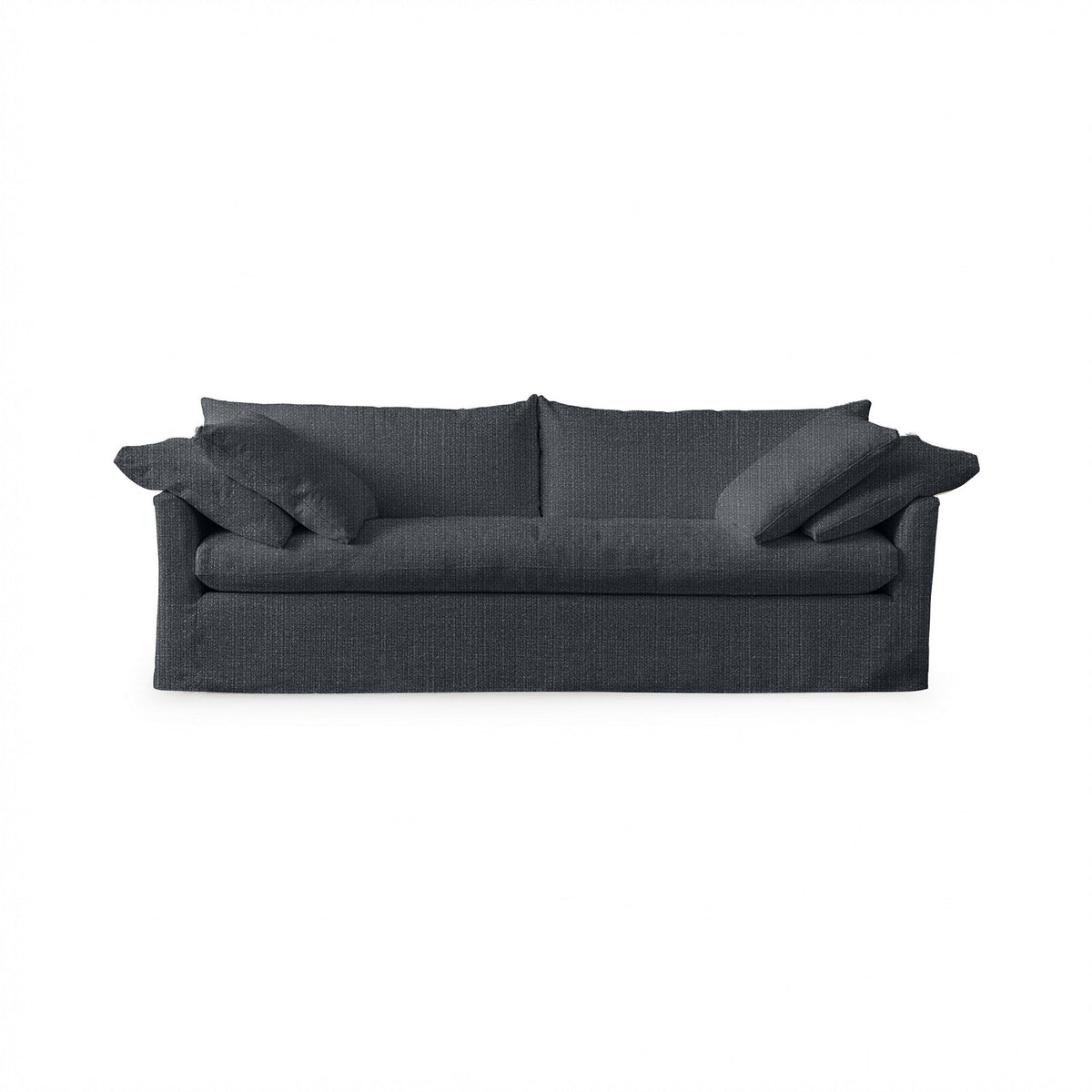 Classic Home Cassiano slip cover sofa with plush cushions and neutral fabric, showcasing a stylish stationary sofa design.