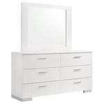 Dulcey - 6 Drawer Dresser With Mirror - Gloss White