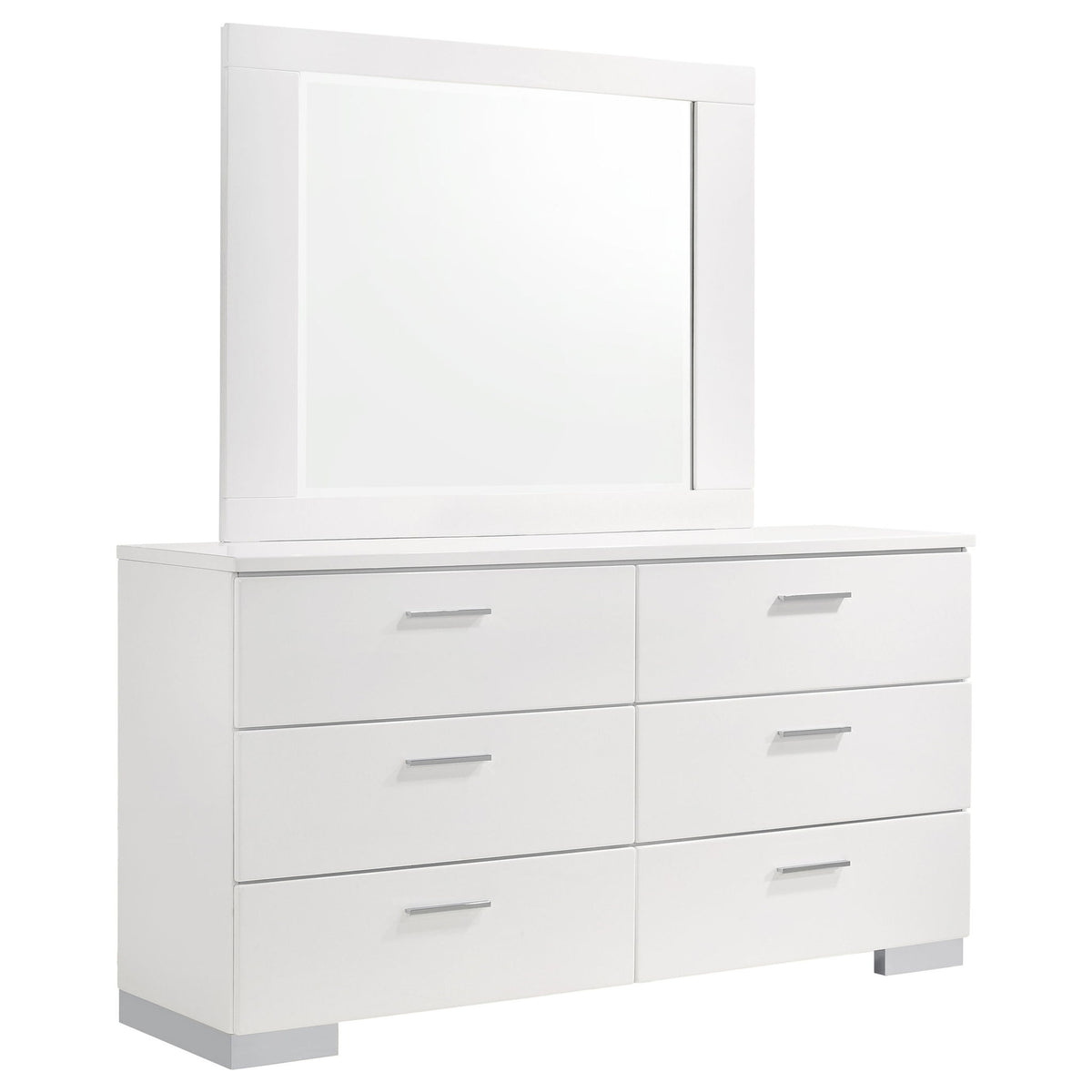 Dulcey - 6 Drawer Dresser With Mirror - Gloss White