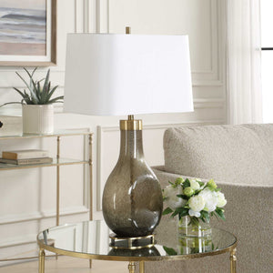 Shyla - Dark Glass Table Lamp - White