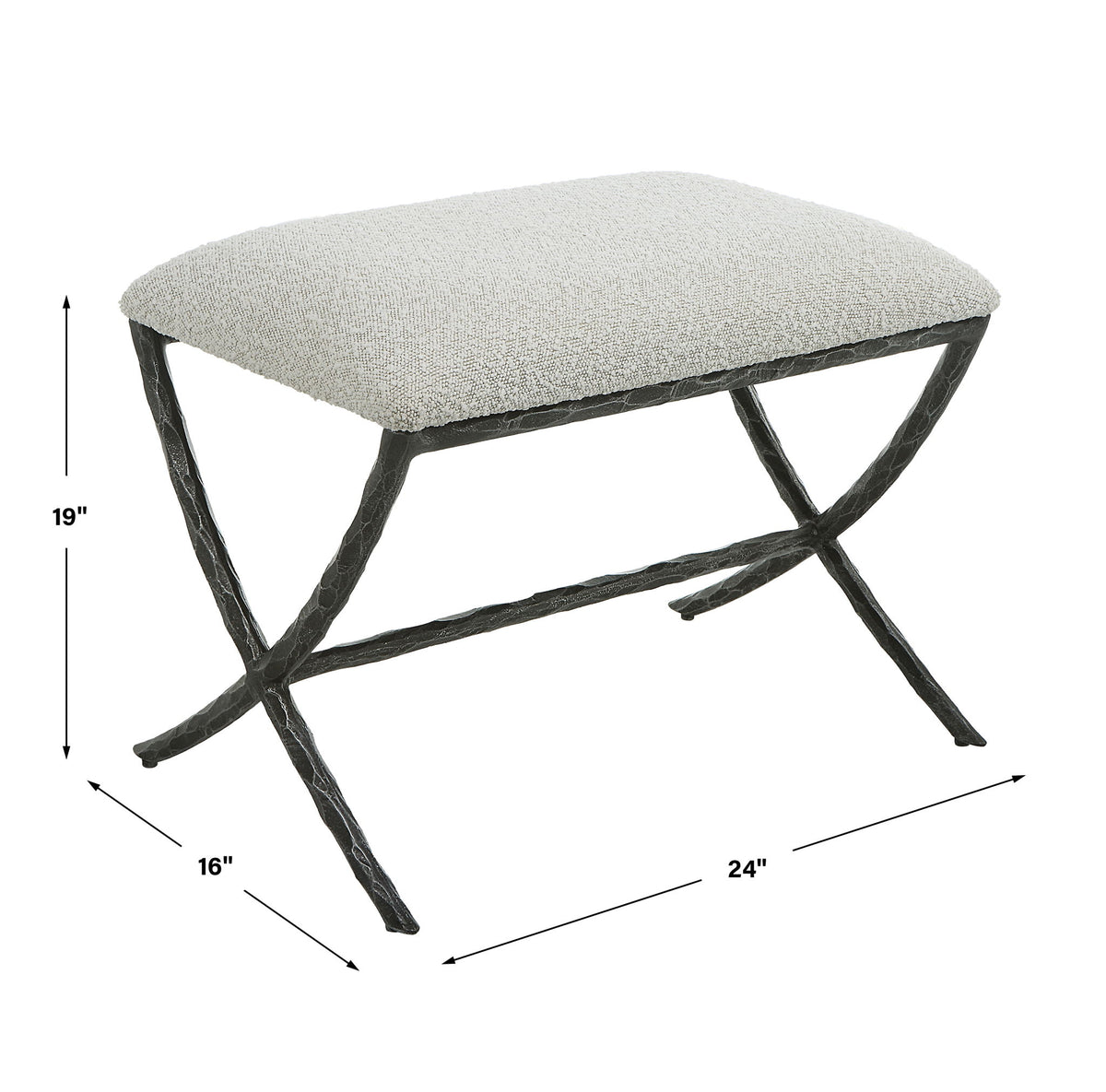 Brisby - Fabric Small Bench - Gray