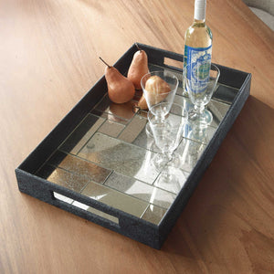 Modern - Mosaic Antique Mirrored Tray - Black
