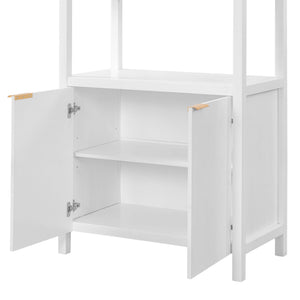 Modern Tall Storage Bookcase Cabinet With 2 Open Shelves & Double Doors