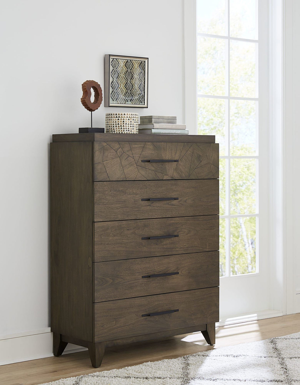 Broderick Five-Drawer Chest in Wild Oats Brown (2024)