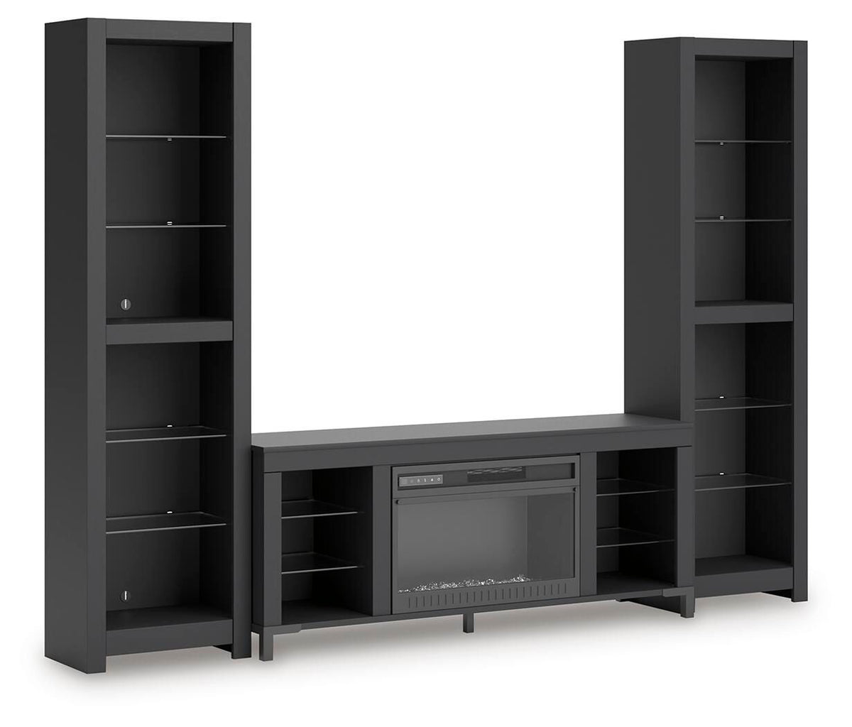 Cayberry - 3-Piece Entertainment Center With Electric Fireplace - Black