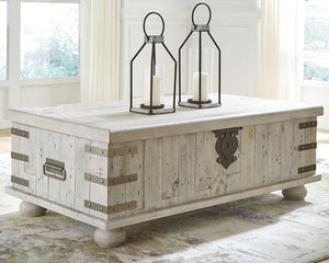 Carynhurst - Lift Top Cocktail Table - White Wash Gray - R&R Furniture Gallery (Fountain Valley, CA)