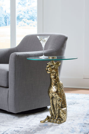 Vallain - Accent Table - Antique Gold Finish - R&R Furniture Gallery (Fountain Valley, CA)