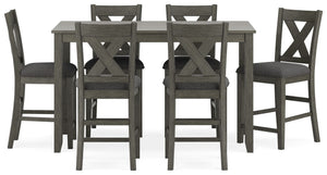 Caitbrook - Rect Drm Counter Table Set (Set of 7) - Gray - R&R Furniture Gallery (Fountain Valley, CA)