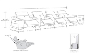 9762 - 7-Piece Italian Top Grain Leather Power Reclining Sofa With 4 Power Recliners - Beige