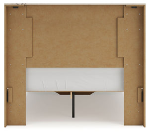 Signature Design by Ashley Lawroy Panel Bed with Storage, showcasing a modern wooden bed frame with built-in storage drawers.