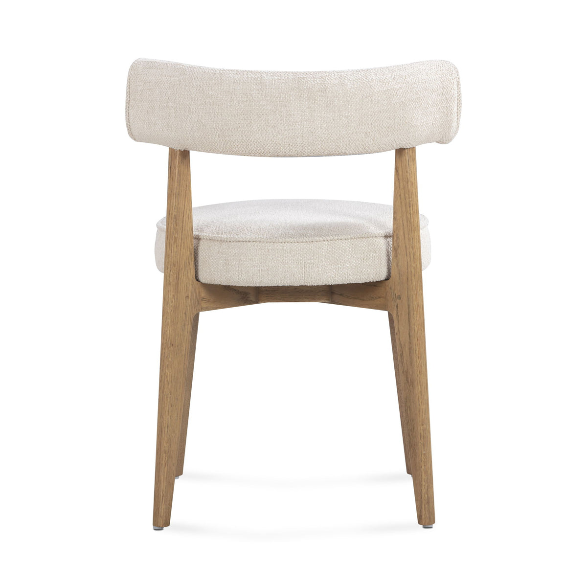 Cream fabric Nikita side dining chair by TOV Furniture with a sleek, modern design and wooden legs.