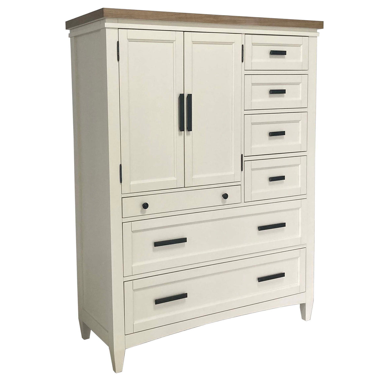 Americana Modern Bedroom - 7 Drawer Door Chest With Workstation - Cotton - R&R Furniture Gallery (Fountain Valley, CA)