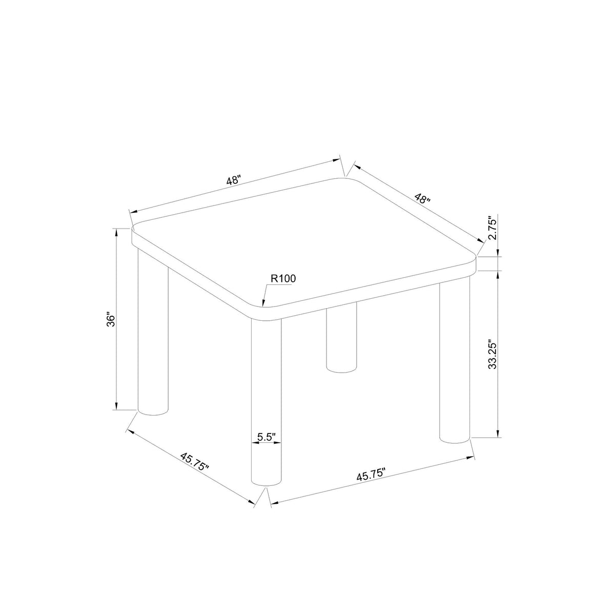Square Frame Dining Table - Gray