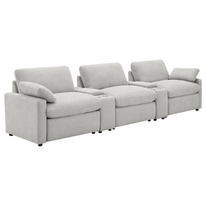 Hollander - 5 Piece Power Home Theater Seating Set With Reclining Comfort And Dual Storage Consoles - Gray