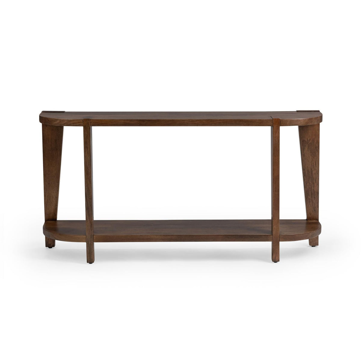 Round coffee table from the Alenna collection by Classic Home featuring a sleek design and smooth wooden surface.