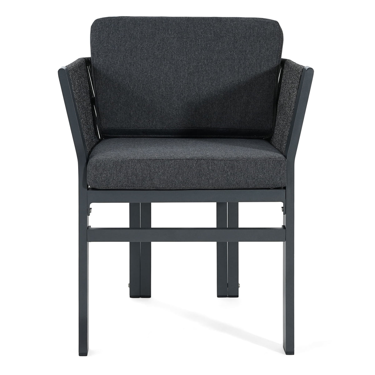 7 Piece Outdoor Dining Set & Table And 6 Chairs - Black / Gray / Teak