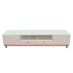 K99 83 Inch Low Profile Entertainment Cabinet in White Lacquer Finish w/ RGB Multi-Color Accent Light by Diamond Sofa