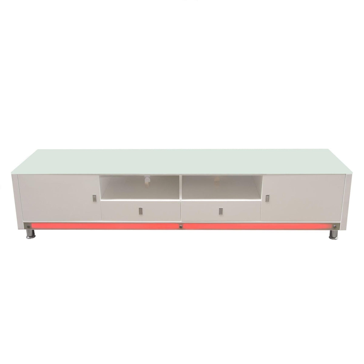 K99 83 Inch Low Profile Entertainment Cabinet in White Lacquer Finish w/ RGB Multi-Color Accent Light by Diamond Sofa