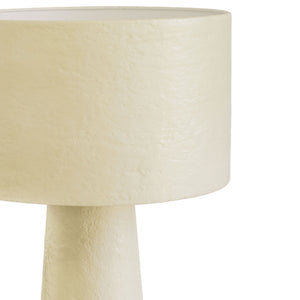 Cream Yala Papier Mache Floor Lamp by TOV Furniture with a textured, round base and a tall cylindrical shade for stylish lighting.