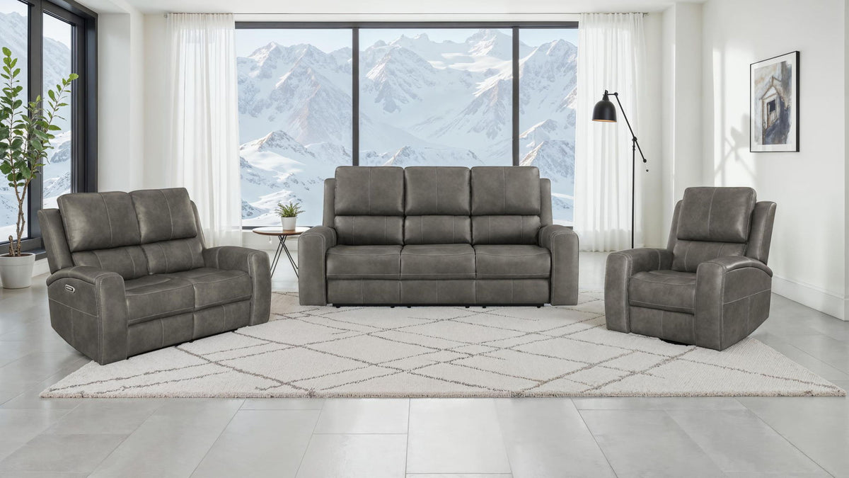 Brickston 3-piece Triple Power Reclining Sofa Set Charcoal