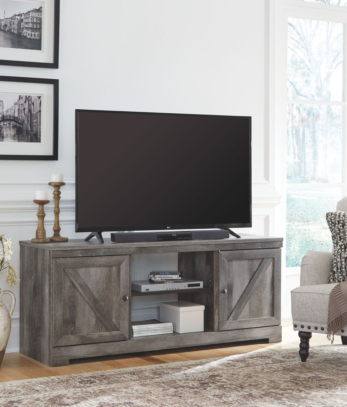 Wynnlow - TV Stand With Fireplace Option - R&R Furniture Gallery (Fountain Valley, CA)