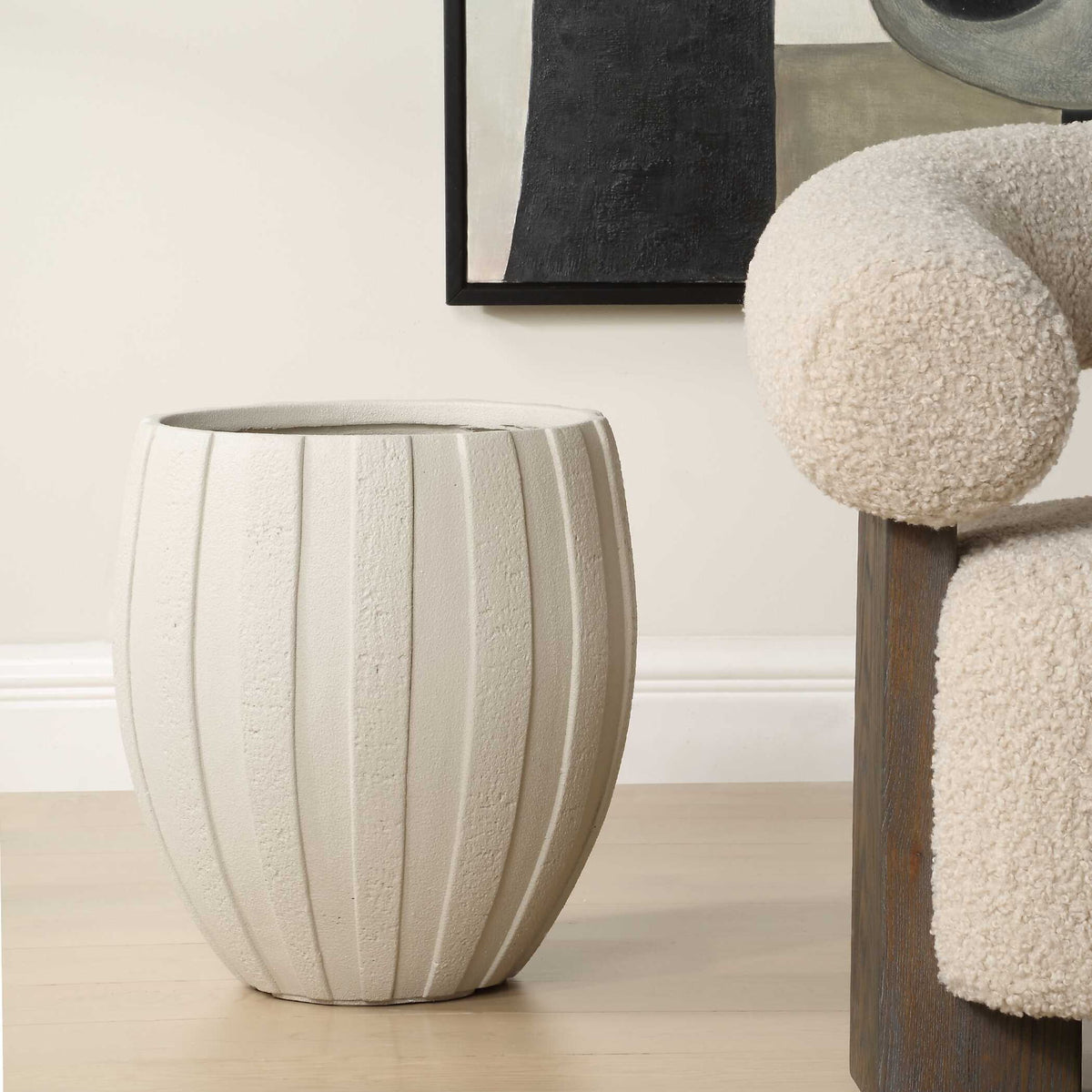 Ridgehaven - Textured Outdoor Planter - White