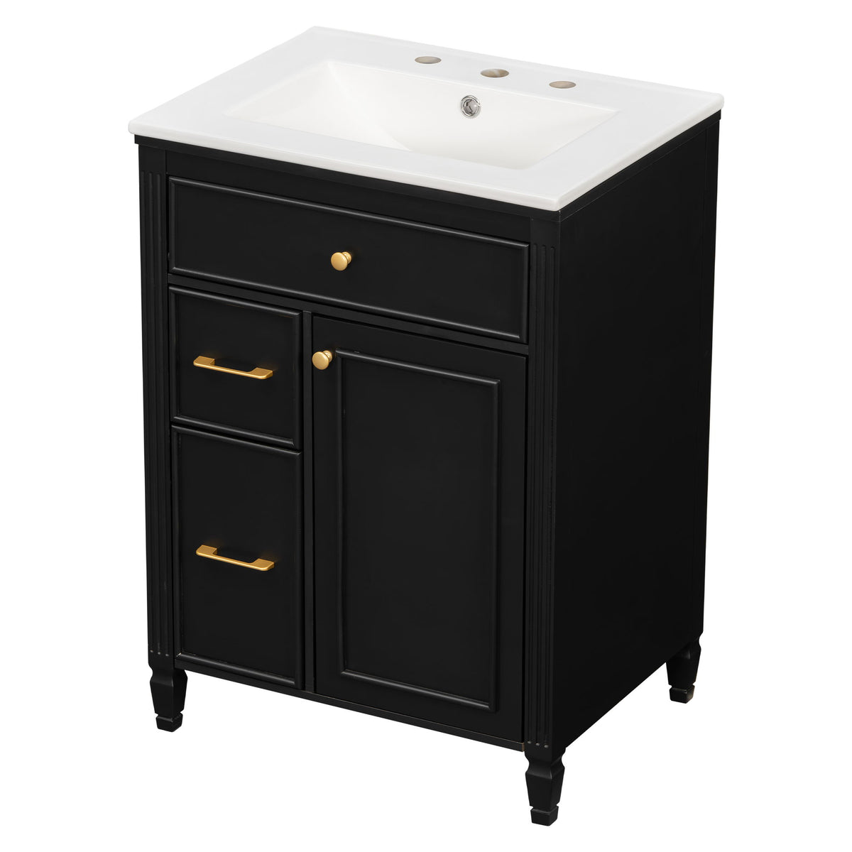 Freestanding Bathroom Vanity With Sink, Soft Close Door, Tip Out Drawer