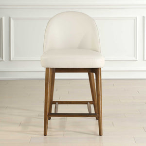 Stitches - Leather Counter Stool - White / Brown