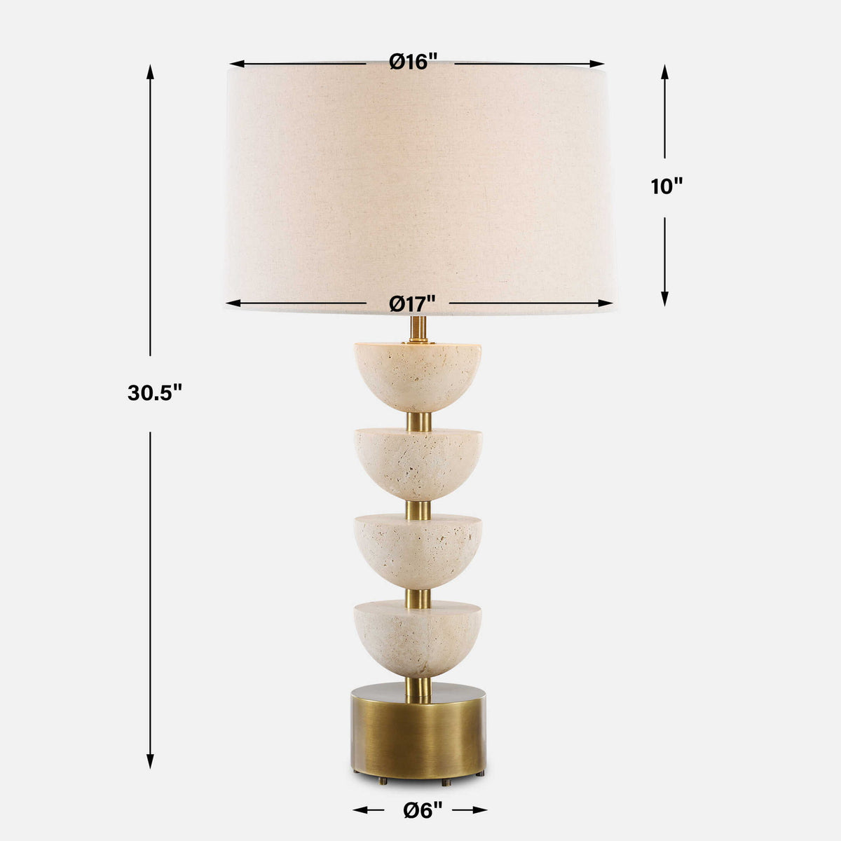 Hemisphere - Travertine Table Lamp - Beige