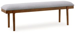 Lyncott - Large Upholstered Dining Room Bench - Gray / Brown - R&R Furniture Gallery (Fountain Valley, CA)