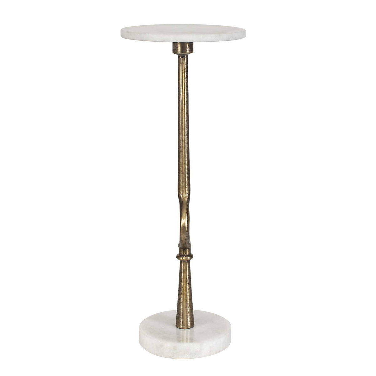 Accent Table - Brass Antique / White