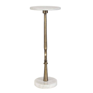Accent Table - Brass Antique / White