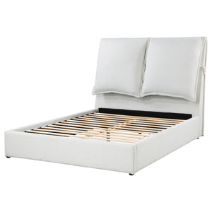 Corwyn - Queen Upholstered Panel Bed With Headboard Pillows - White