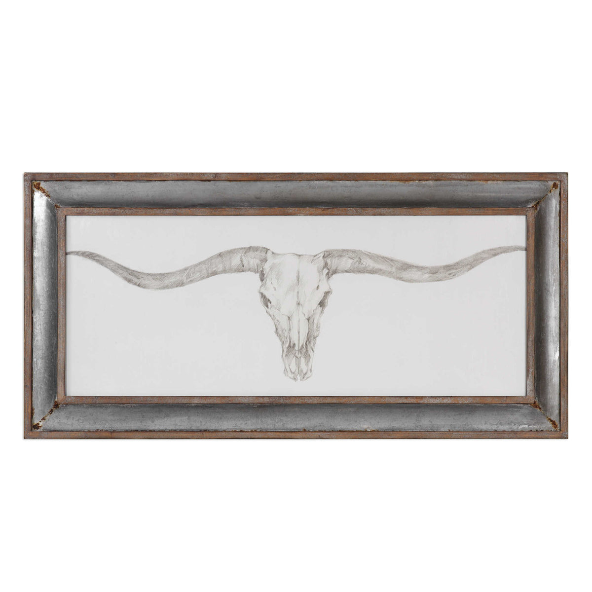 Western Skull Mount - Print - Silver