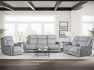 Linus - Zero Gravity Power Reclining Console Loveseat - Hudson Gray