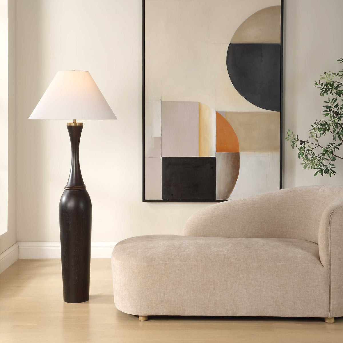 Pravin - Floor Lamp - Dark Wood