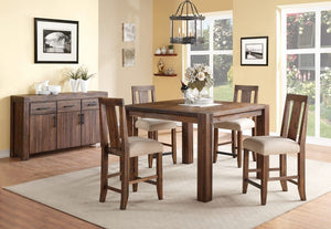 Meadow Solid Wood Square Counter Table in Brick Brown