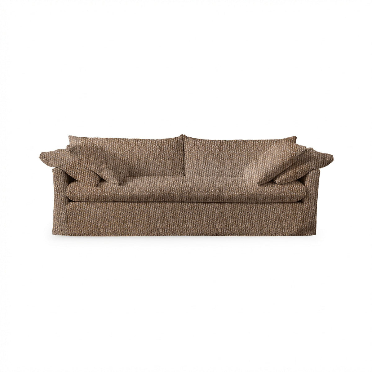 Cassiano slip cover sofa by Classic Home, stationary sofa with neutral fabric and plush cushions, modern and comfortable living room furniture.