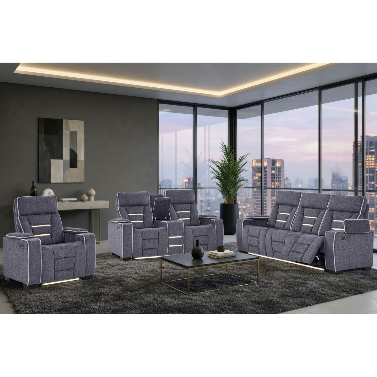Austin - Recliner With Storage Arms - Gray