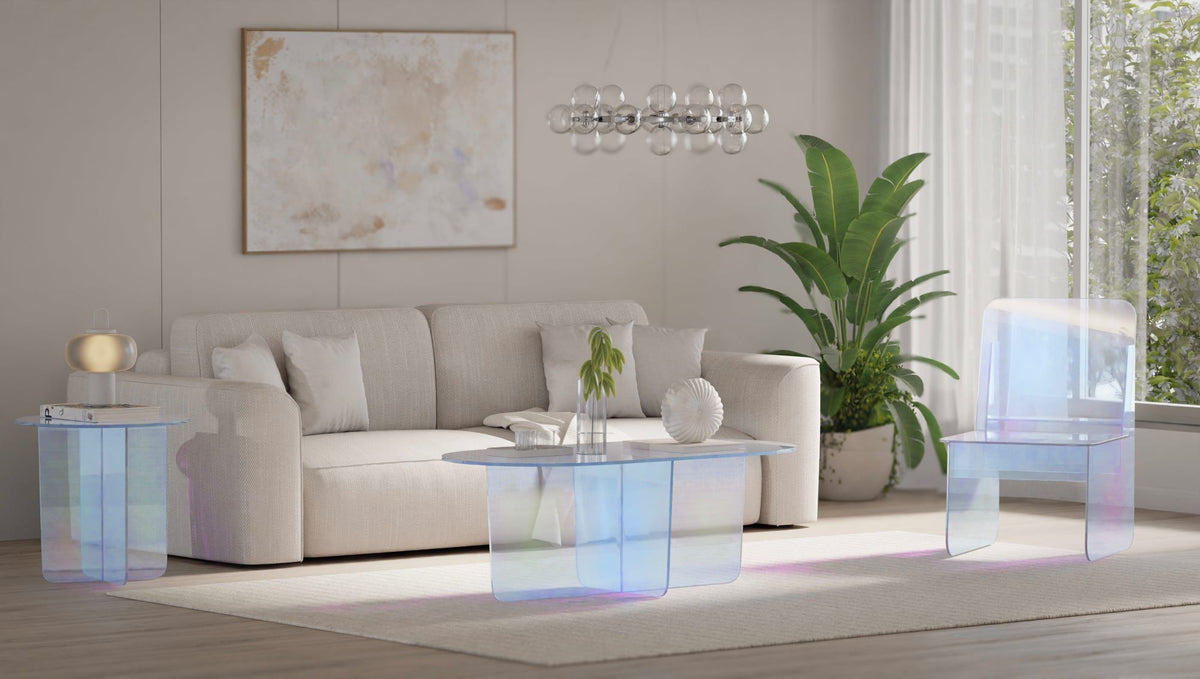 Fomo Small End Table in Iridescent Glass