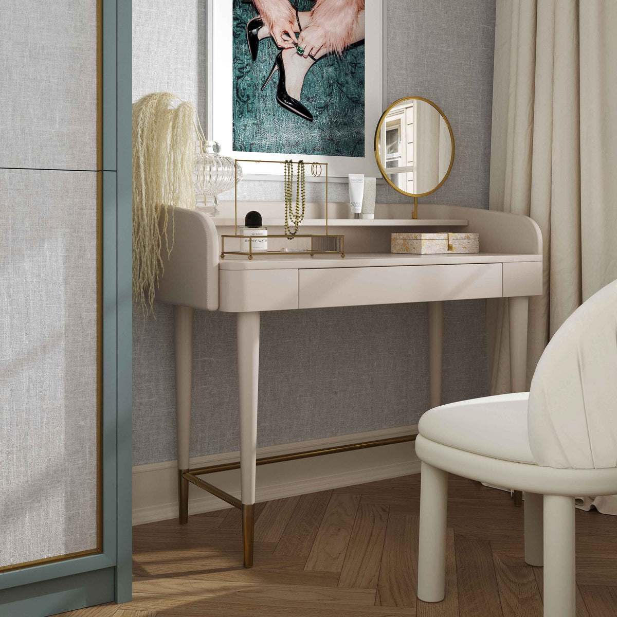Penelope - Vegan Leather Wrapped Vanity Desk - R&R Furniture Gallery (Fountain Valley, CA)