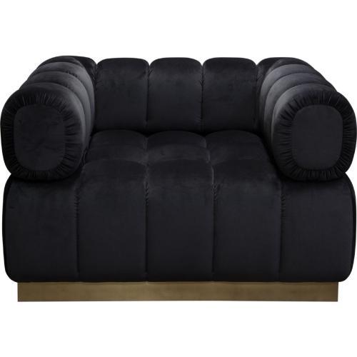 Image Low Profile Chair in Black Velvet w/ Brushed Gold Base