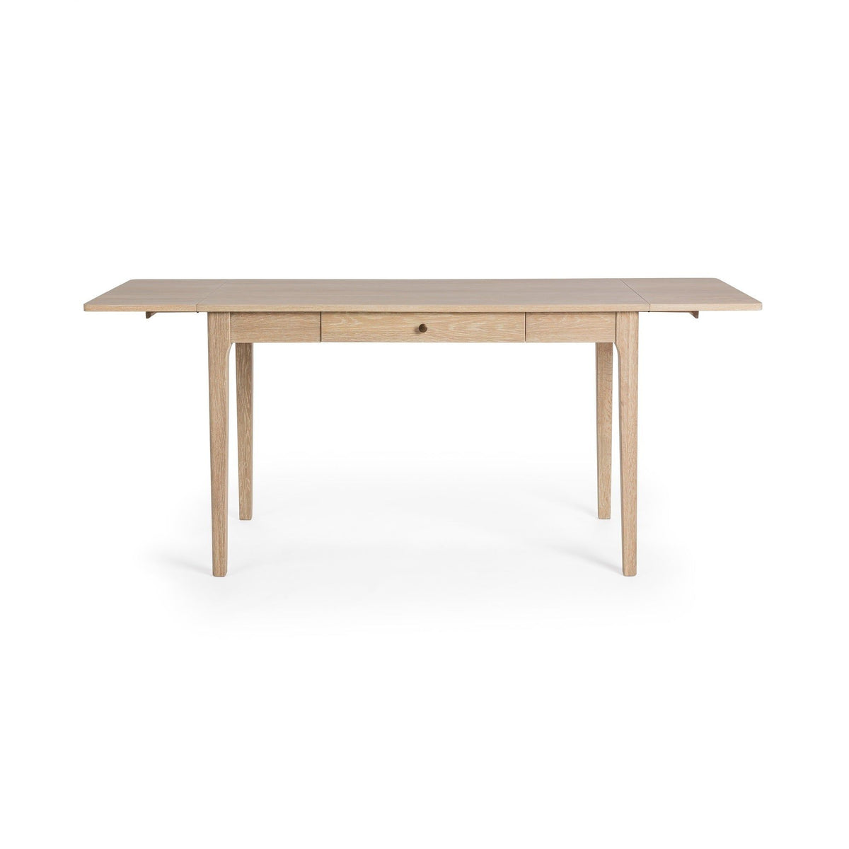 Classic Home Karl extendable writing desk in coastal drift finish with sleek, modern design and adjustable length for versatile workspace.