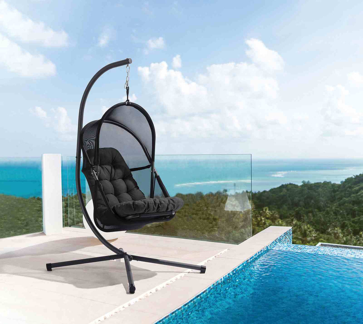 Breeze - Swing Chair w/ Stand, Black
