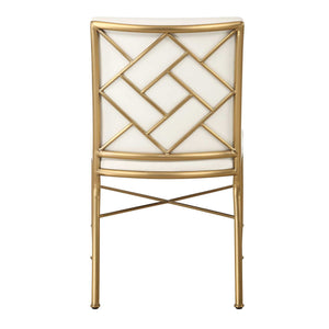 Fretwork - Dining Chair - White / Gold